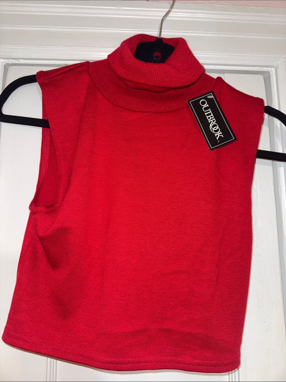 Outbrook Red Sleeveless Turtleneck Knit Crop Top/ Dickey Collar